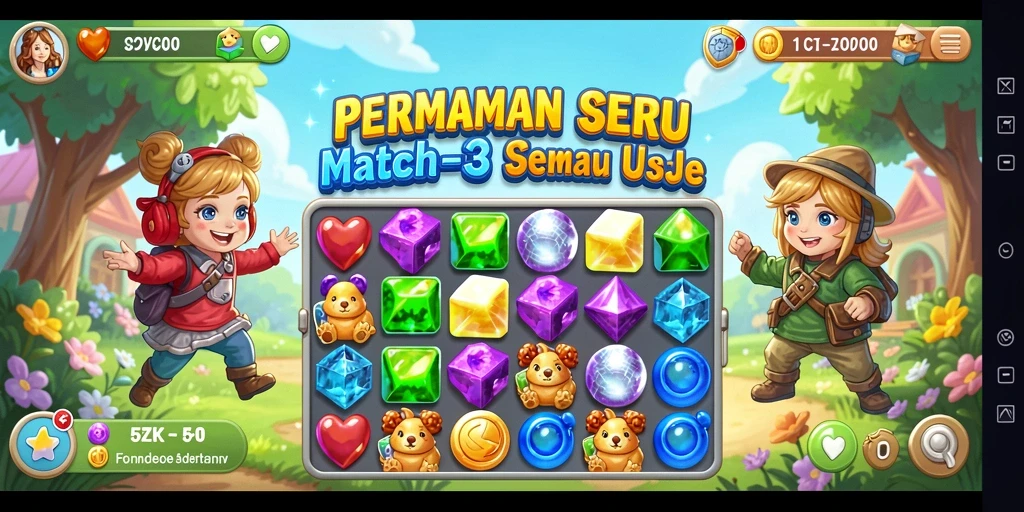 Tampilan gameplay seru dan mengasyikkan dari 5ZK Match-3.