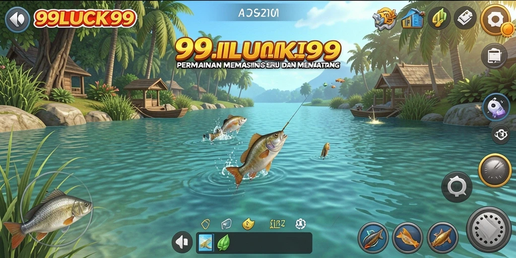 Gambaran gameplay seru di 99LUCK99 saat memancing ikan besar.