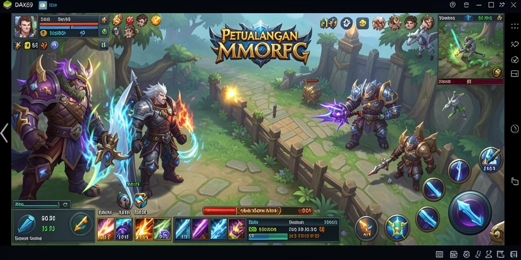 Gameplay DAX69 yang menampilkan pertempuran seru dalam dunia MMORPG.