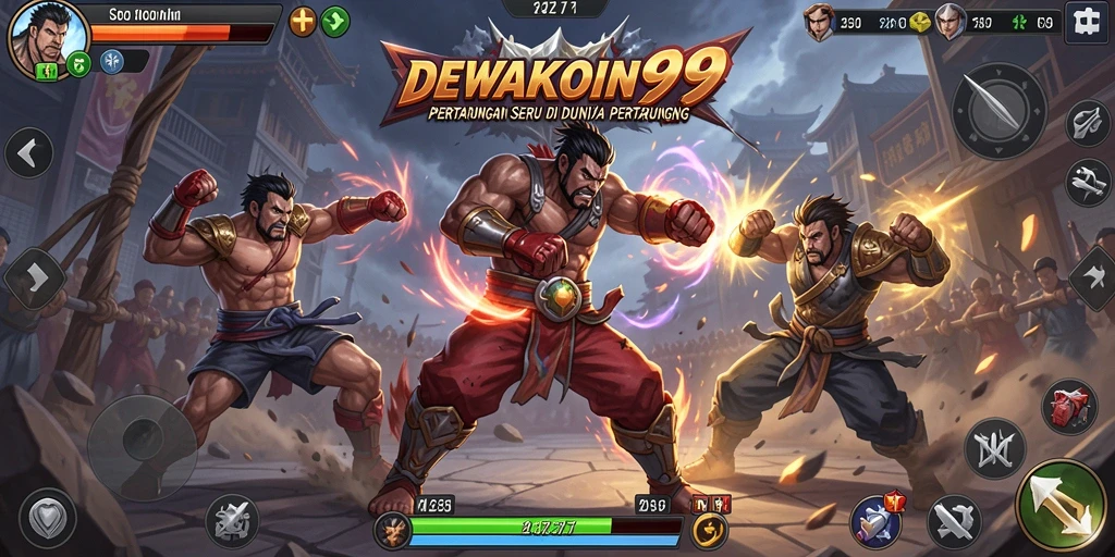 Gameplay DEWAKOIN99 menampilkan pertarungan yang seru dan intens.