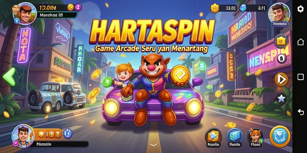 Screenshot utama HARTASPIN menampilkan aksi gameplay yang mendebarkan.