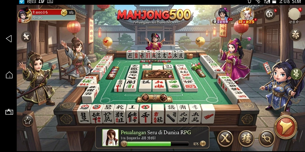 Tampilan gameplay seru MAHJONG500 yang menampilkan petualangan RPG.