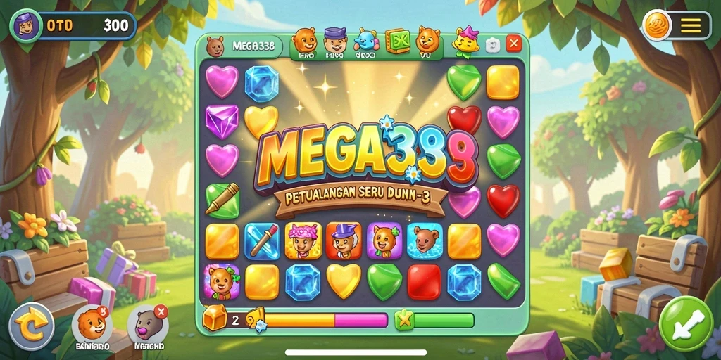 Gameplay seru mencocokkan permata di MEGA338.