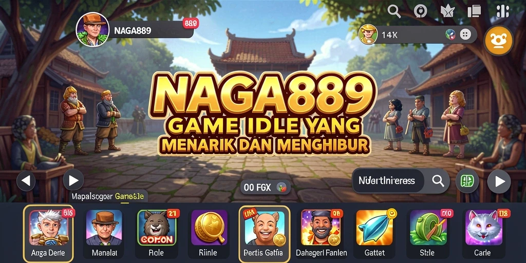 Screenshot gameplay dari NAGA889 menampilkan karakter yang sedang mengumpulkan sumber daya secara otomatis.