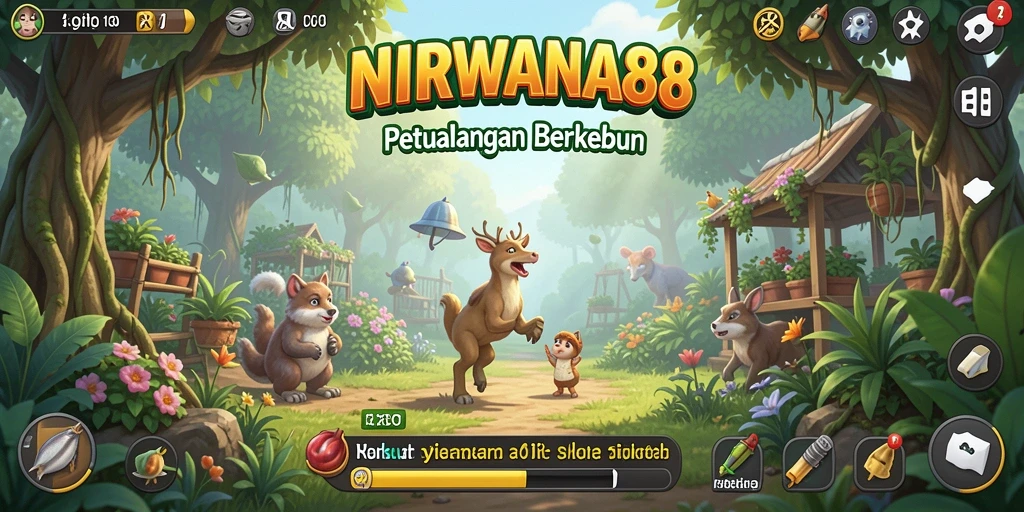 Tampilan gameplay NIRWANA88 menunjukkan aktivitas berkebun yang menyenangkan.