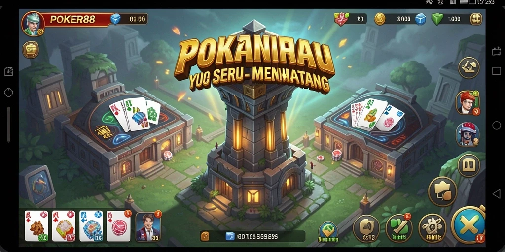 Tangkapan layar menampilkan aksi pertahanan menara di POKER88.