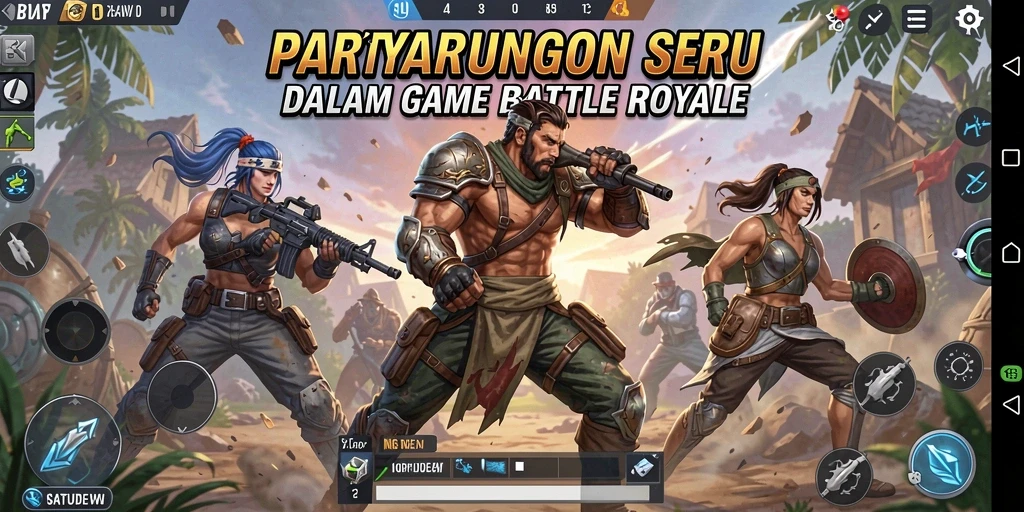 Screenshot menampilkan pertarungan intens dalam game Battle Royale RATUDEWI.