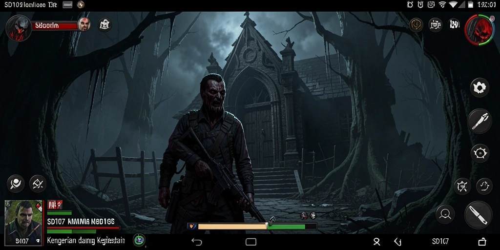 Tangkapan layar gameplay menakutkan dari SD107 yang menampilkan suasana gelap.