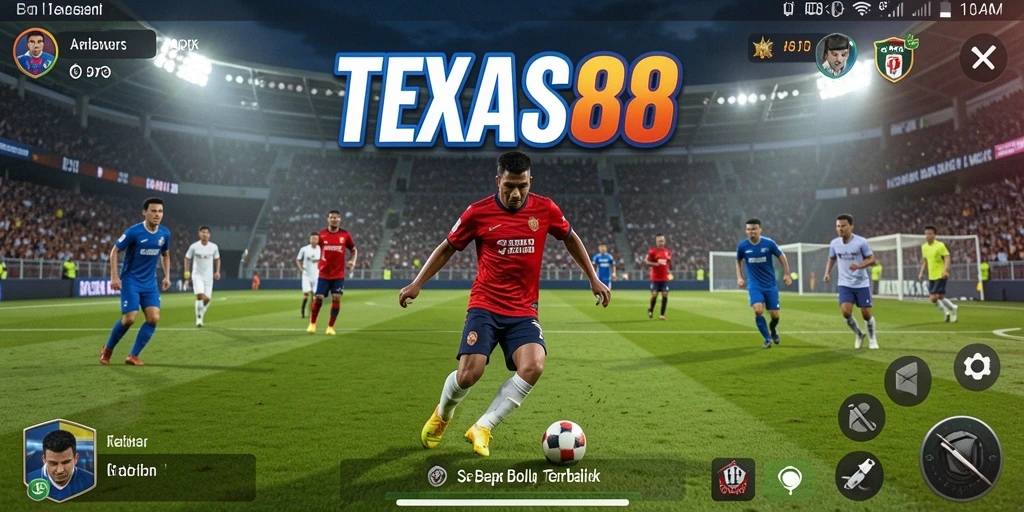 Tampilan gameplay <strong>TEXAS88</strong> yang mendebarkan di lapangan sepak bola.