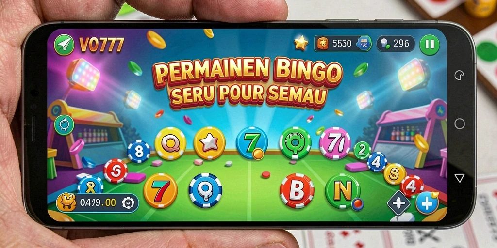 Tampilan gameplay seru dalam aplikasi Bingo VO777 dengan berbagai tema.